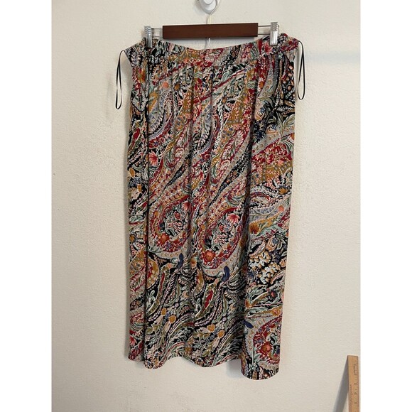 Vince Camuto Women’s Paisley Floral Midi Skirt Size XL Boho A-Line Elastic Waist - Picture 2 of 8